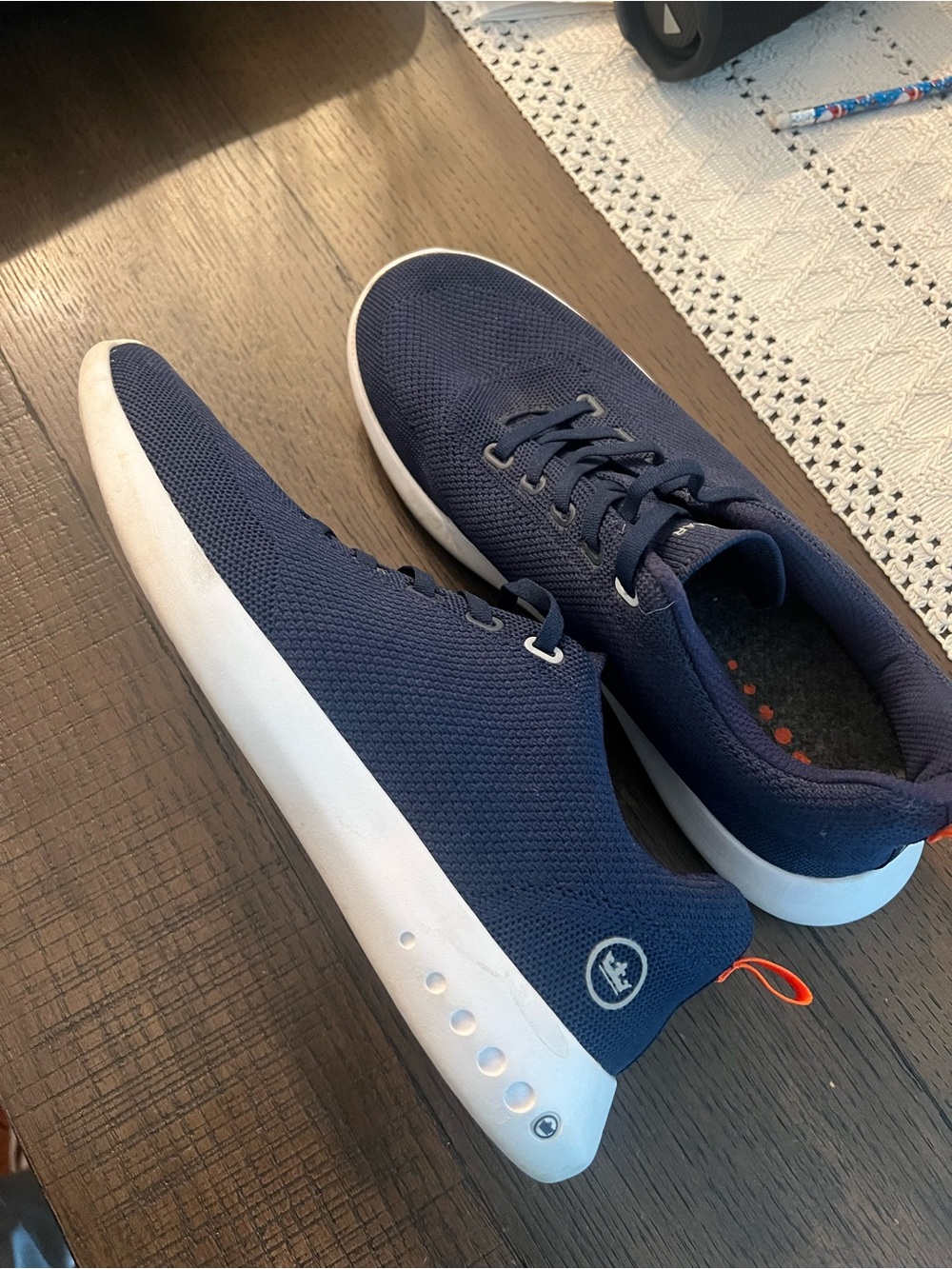 Peter Millar Navy Knit Men's Sneaker with White Sole